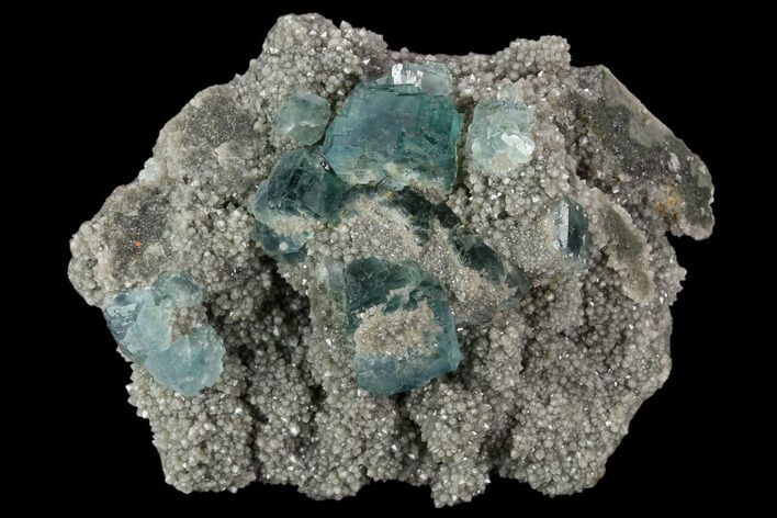 Green Fluorite Crystals on Quartz - China #121998